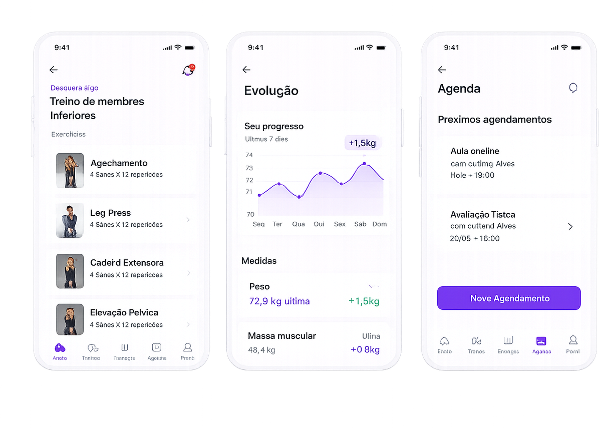 Telas do app WINNER